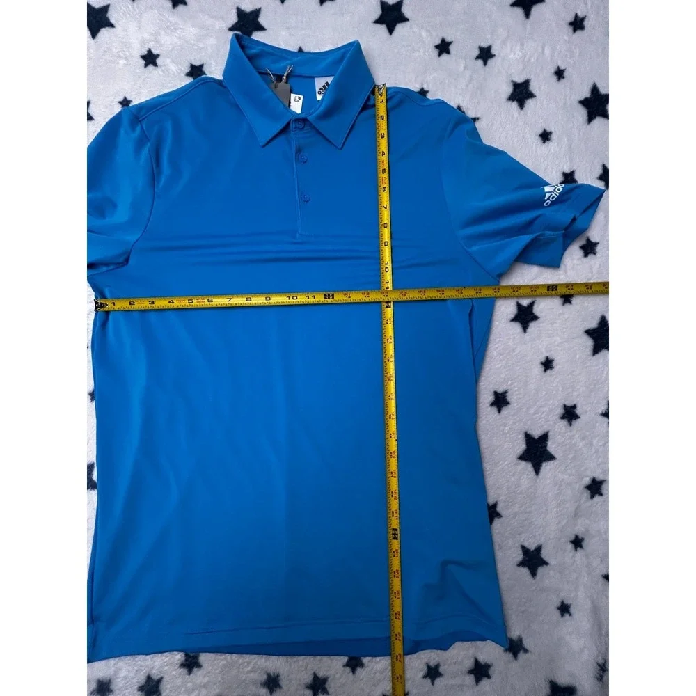 NWT Adidas Mens Medium Blue Golf Polo Shirt Performance Short Sleeve SAMPLE
